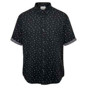 Paperdenim & Cloth Shirt Black Floral Stretch Button Down Short‎ Sleeve 1X Men